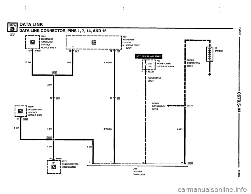 BMW Z3 ROADSTER 1996 E36 Electrical Troubleshooting Manual 