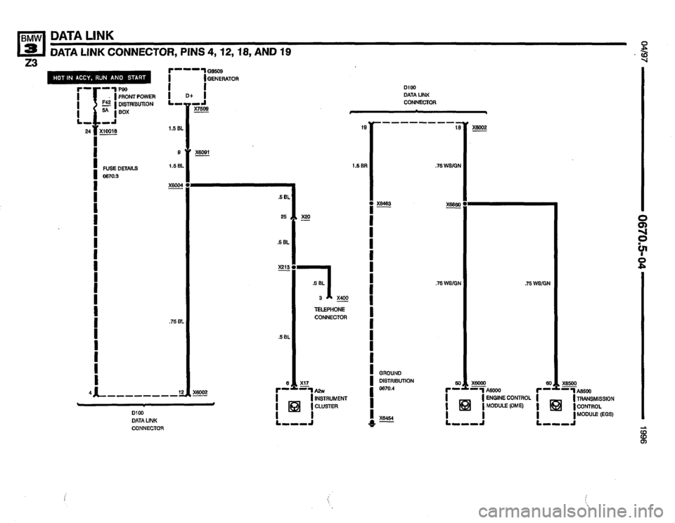BMW Z3 ROADSTER 1996 E36 Electrical Troubleshooting Manual 