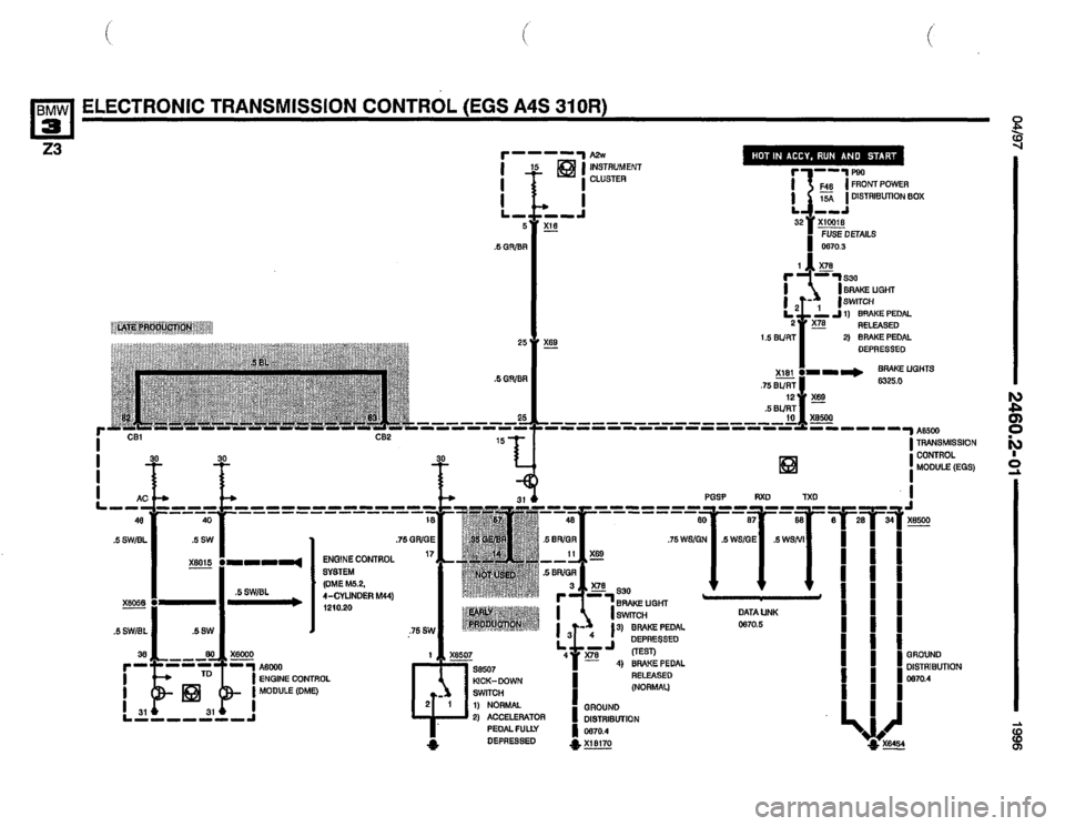 BMW Z3 ROADSTER 1996 E36 Electrical Troubleshooting Manual 