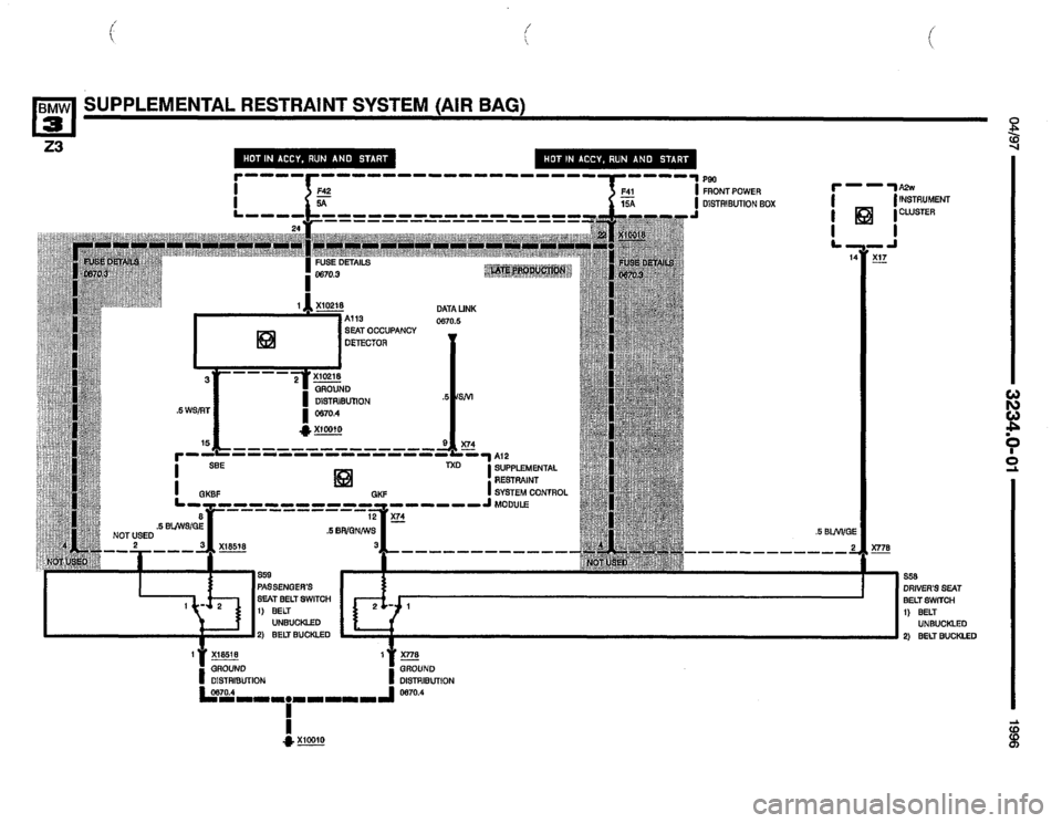 BMW Z3 ROADSTER 1996 E36 Electrical Troubleshooting Manual 