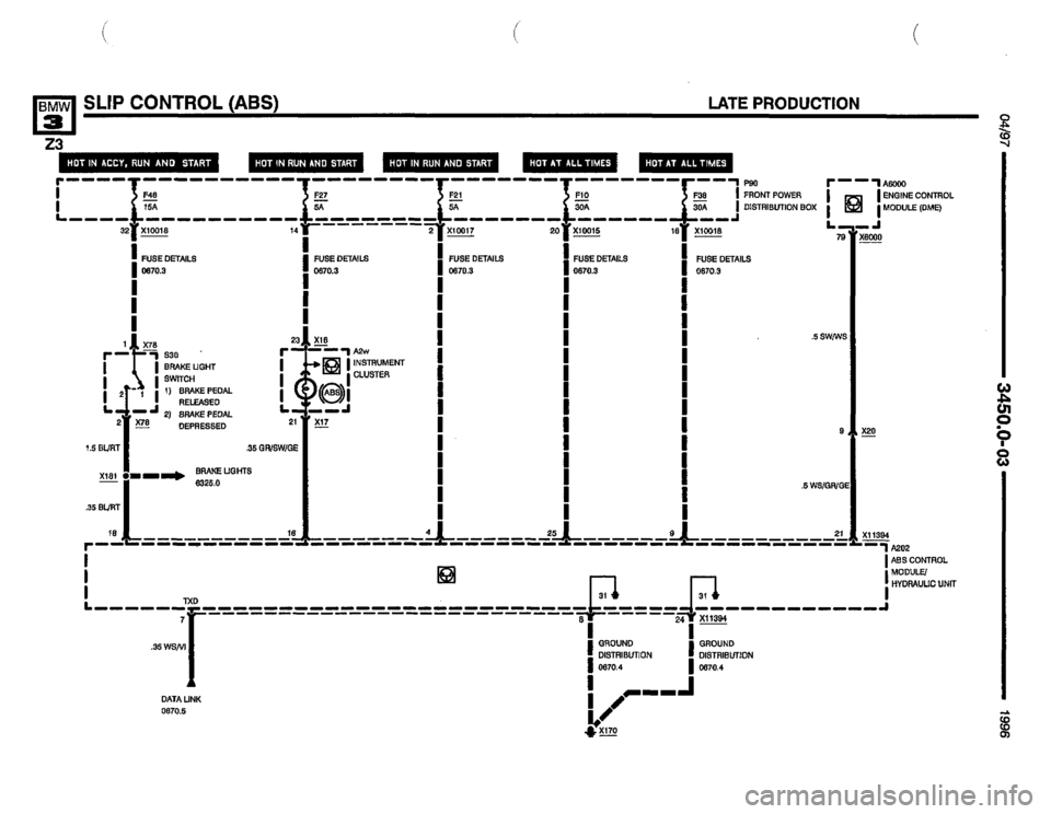 BMW Z3 ROADSTER 1996 E36 Electrical Troubleshooting Manual 