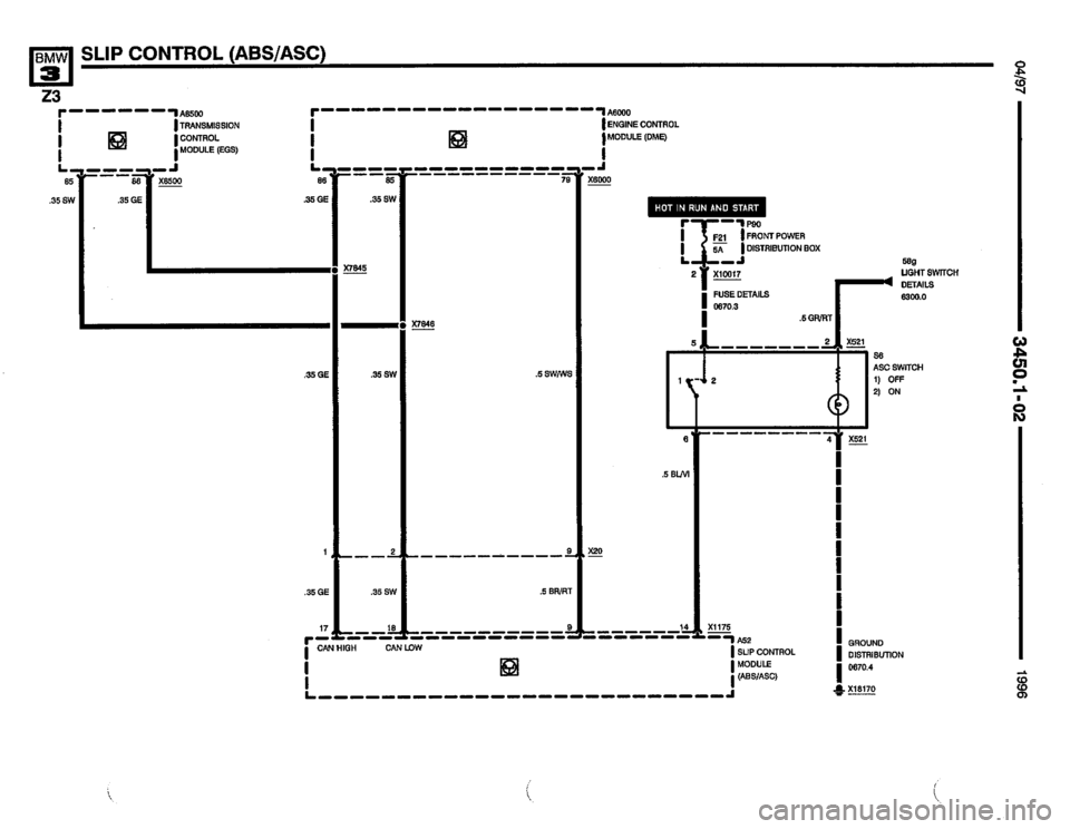 BMW Z3 ROADSTER 1996 E36 Electrical Troubleshooting Manual 