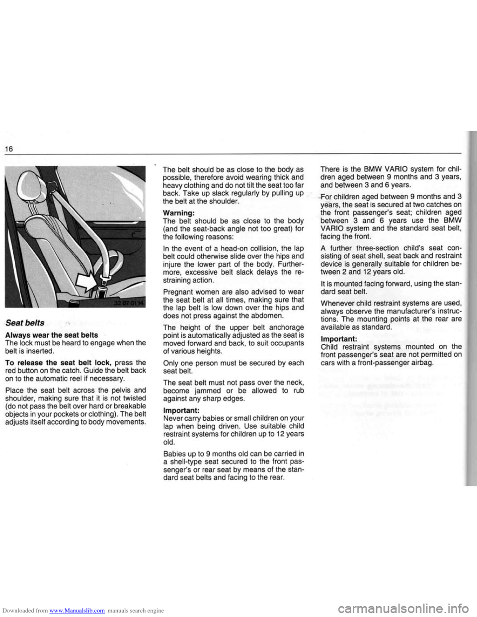 BMW 7 SERIES 1994 E38 Owners Manual Downloaded from www.Manualslib.com manuals search engine   
