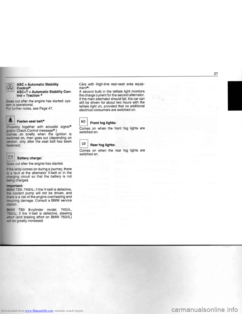 BMW 7 SERIES 1994 E38 Owners Manual Downloaded from www.Manualslib.com manuals search engine   