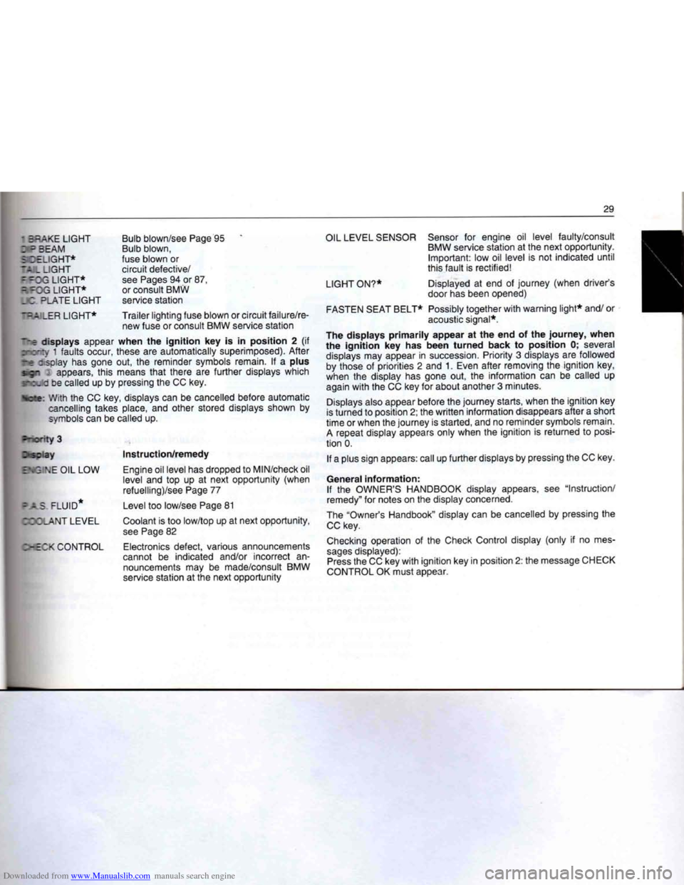 BMW 7 SERIES 1994 E38 Owners Manual Downloaded from www.Manualslib.com manuals search engine   