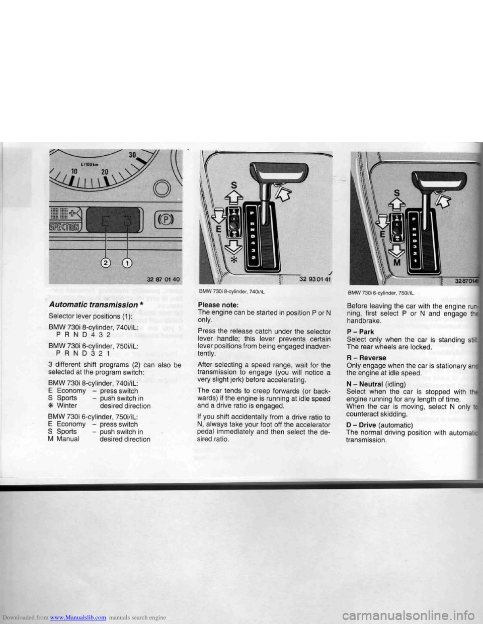 BMW 7 SERIES 1994 E38 Owners Manual Downloaded from www.Manualslib.com manuals search engine   
