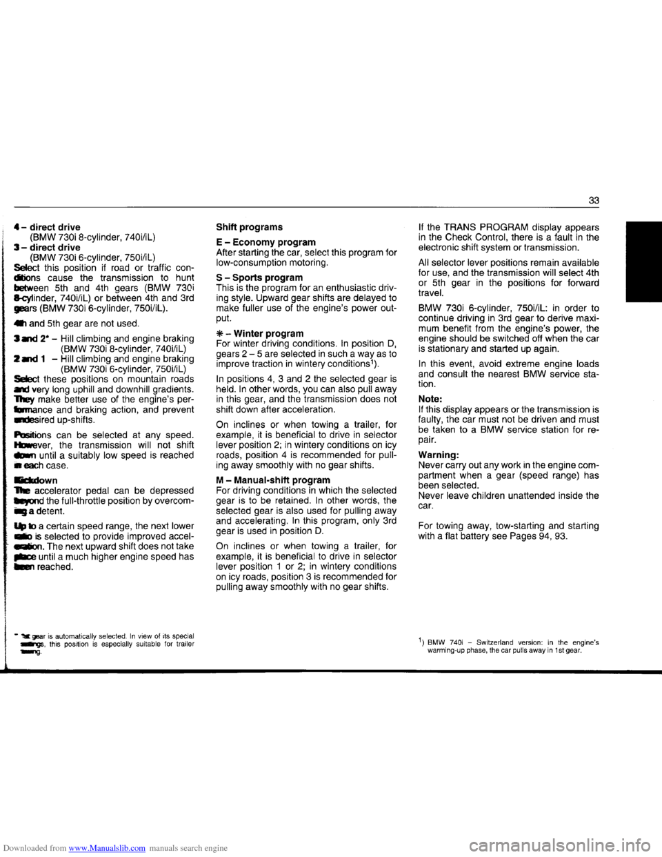 BMW 7 SERIES 1994 E38 Owners Manual Downloaded from www.Manualslib.com manuals search engine   