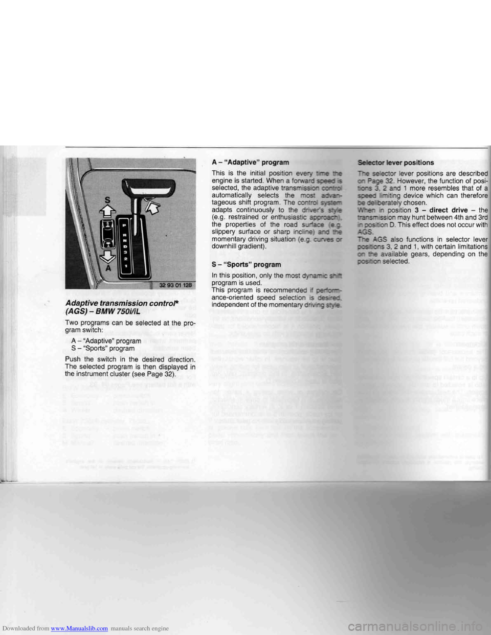 BMW 7 SERIES 1994 E38 Owners Manual Downloaded from www.Manualslib.com manuals search engine   