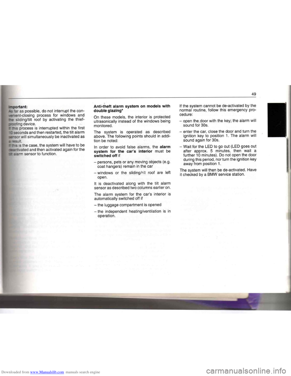 BMW 7 SERIES 1994 E38 Owners Manual Downloaded from www.Manualslib.com manuals search engine   