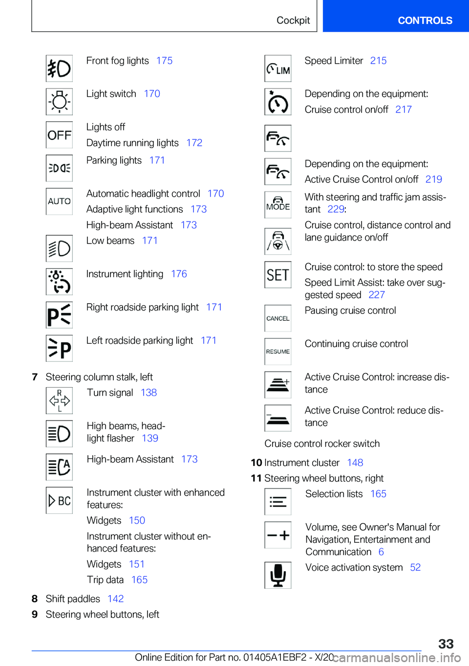 BMW 3 SERIES 2021  Owners Manual �F�r�o�n�t��f�o�g��l�i�g�h�t�s#\#_�1�7�5�L�i�g�h�t��s�w�i�t�c�h#\#_�1�7�0�L�i�g�h�t�s��o�f�f
�D�a�y�t�i�m�e��r�u�n�n�i�n�g��l�i�g�h�t�s#\#_ �1�7�2�P�a�r�k�i�n�g��l�i�g�h�t�s#\#_�1�7�1�A�u�t�o�m