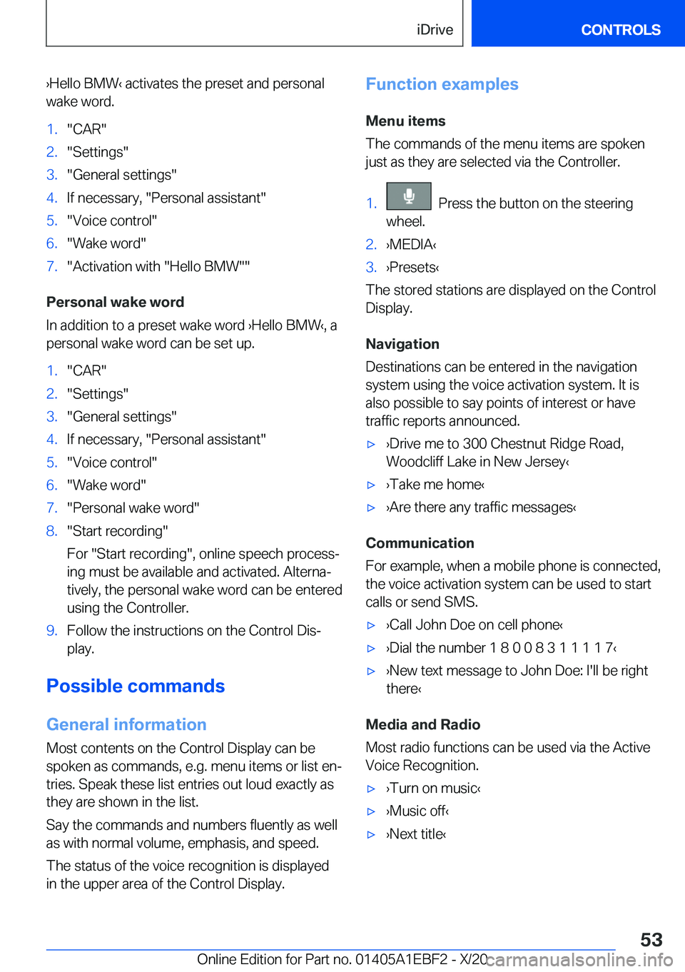 BMW 3 SERIES 2021  Owners Manual #