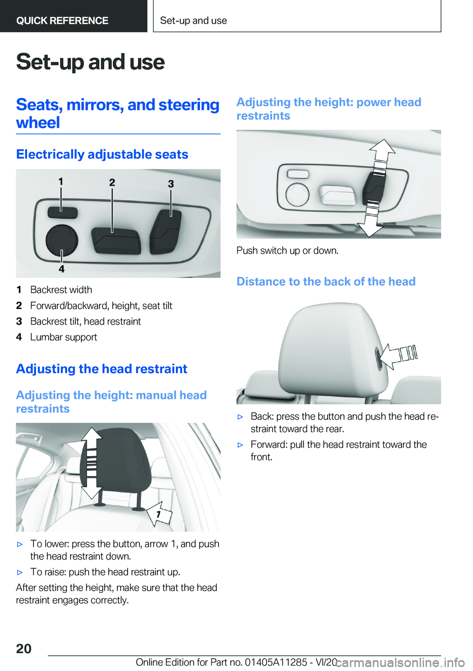 BMW 4 SERIES COUPE 2021  Owners Manual �S�e�t�-�u�p��a�n�d��u�s�e�S�e�a�t�s�,��m�i�r�r�o�r�s�,��a�n�d��s�t�e�e�r�i�n�g�w�h�e�e�l
�E�l�e�c�t�r�i�c�a�l�l�y��a�d�j�u�s�t�a�b�l�e��s�e�a�t�s
�1�B�a�c�k�r�e�s�t��w�i�d�t�h�2�F�o�r�w�a�r�d