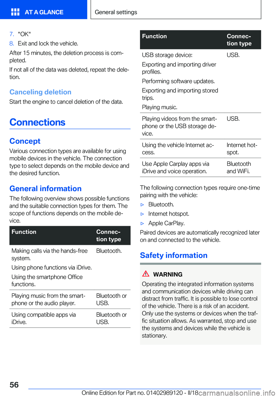 BMW 4 SERIES COUPE 2019  Owners Manual �7�.�"�O�K�"�8�.�E�x�i�t� �a�n�d� �l�o�c�k� �t�h�e� �v�e�h�i�c�l�e�.
�A�f�t�e�r� �1�5� �m�i�n�u�t�e�s�,� �t�h�e� �d�e�l�e�t�i�o�n� �p�r�o�c�e�s�s� �i�s� �c�o�mj�p�l�e�t�e�d�.
�I�f� �n�o�t� �a