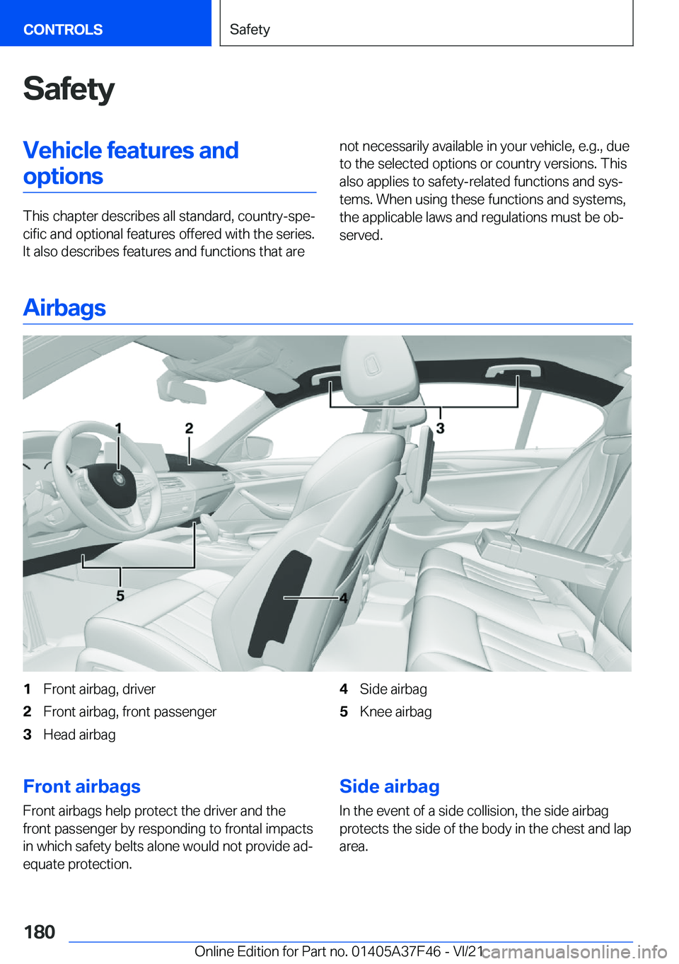 BMW 5 SERIES 2022  Owners Manual �S�a�f�e�t�y�V�e�h�i�c�l�e��f�e�a�t�u�r�e�s��a�n�d�o�p�t�i�o�n�s
�T�h�i�s��c�h�a�p�t�e�r��d�e�s�c�r�i�b�e�s��a�l�l��s�t�a�n�d�a�r�d�,��c�o�u�n�t�r�y�-�s�p�e#j�c�i�f�i�c��a�n�d��o�p�t�i�o�n�a�