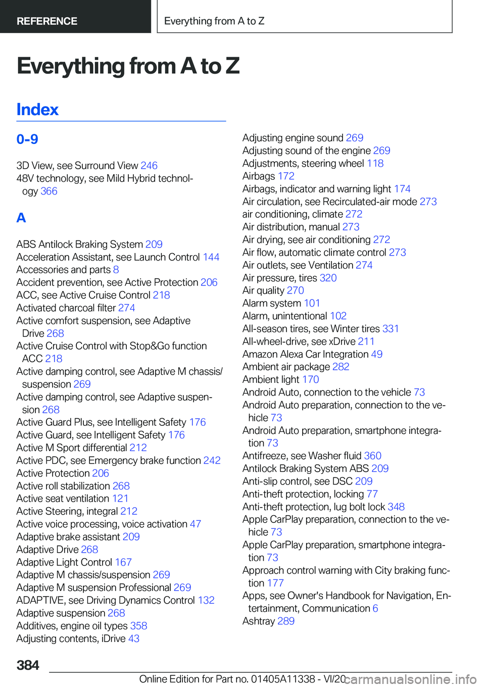 BMW 5 SERIES 2021  Owners Manual �E�v�e�r�y�t�h�i�n�g��f�r�o�m��A��t�o��Z�I�n�d�e�x�0�-�9 �3�D��V�i�e�w�,��s�e�e��S�u�r�r�o�u�n�d��V�i�e�w� �2�4�6�
�4�8�V��t�e�c�h�n�o�l�o�g�y�,��s�e�e��M�i�l�d��H�y�b�r�i�d��t�e�c�h�n�