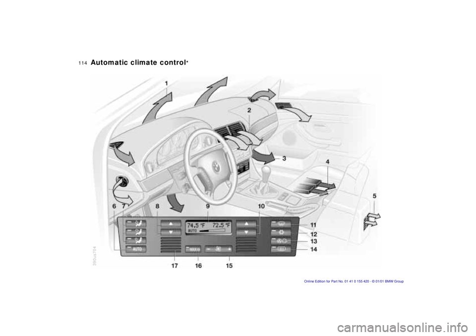 BMW 540I SEDAN 2001  Owners Manual 114n
390us704Automatic climate control
* 