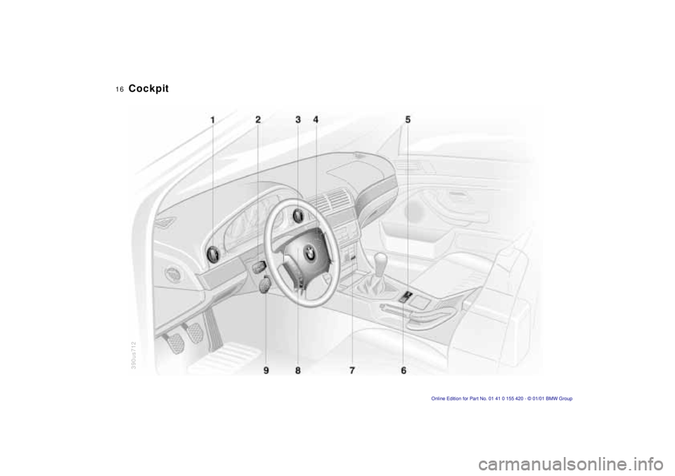 BMW 540I SEDAN 2001  Owners Manual  
16n
390us712
 
Cockpit 