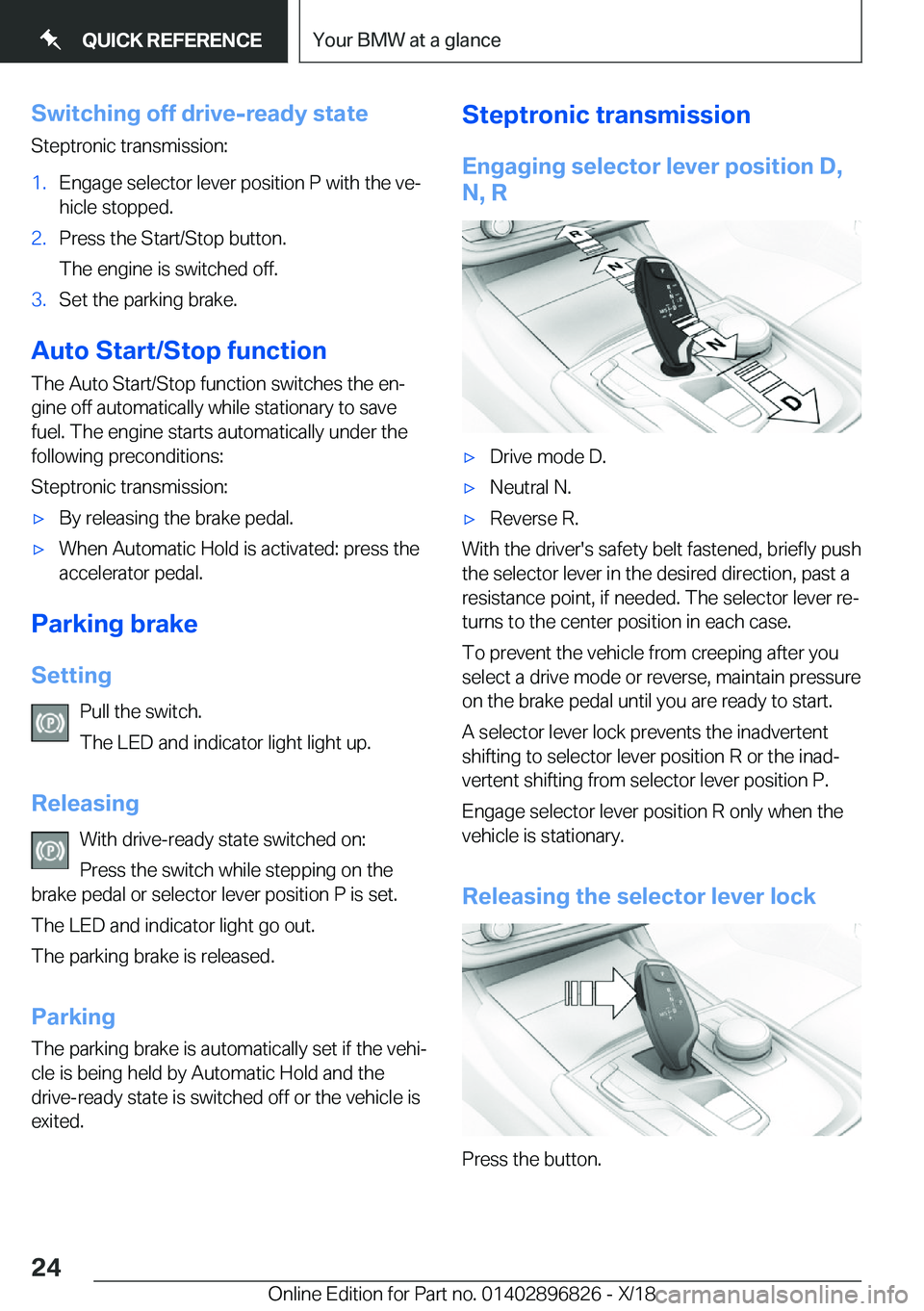 BMW 7 SERIES 2019  Owners Manual �S�w�i�t�c�h�i�n�g��o�f�f��d�r�i�v�e�-�r�e�a�d�y��s�t�a�t�e
�S�t�e�p�t�r�o�n�i�c��t�r�a�n�s�m�i�s�s�i�o�n�:�1�.�E�n�g�a�g�e��s�e�l�e�c�t�o�r��l�e�v�e�r��p�o�s�i�t�i�o�n��P��w�i�t�h��t�h�e��