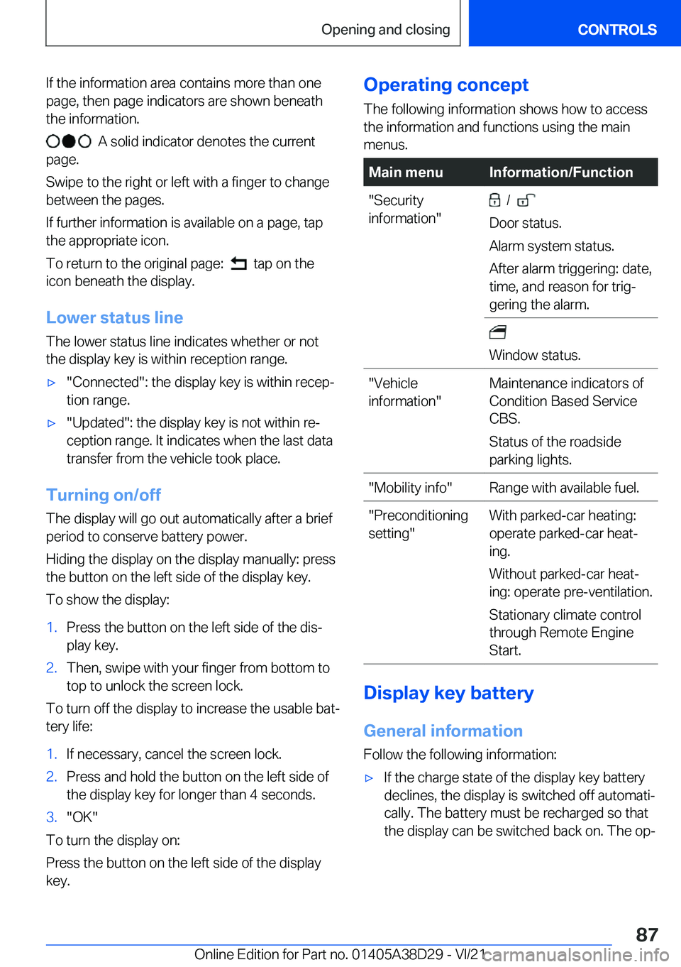 BMW 8 SERIES CONVERTIBLE 2022  Owners Manual �I�f��t�h�e��i�n�f�o�r�m�a�t�i�o�n��a�r�e�a��c�o�n�t�a�i�n�s��m�o�r�e��t�h�a�n��o�n�e
�p�a�g�e�,��t�h�e�n��p�a�g�e��i�n�d�i�c�a�t�o�r�s��a�r�e��s�h�o�w�n��b�e�n�e�a�t�h �t�h�e��i�n�f�o�r