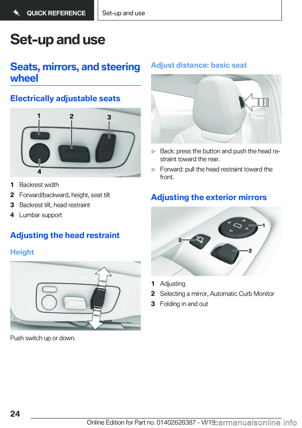 BMW 8 SERIES COUPE 2020  Owners Manual �S�e�t�-�u�p��a�n�d��u�s�e�S�e�a�t�s�,��m�i�r�r�o�r�s�,��a�n�d��s�t�e�e�r�i�n�g�w�h�e�e�l
�E�l�e�c�t�r�i�c�a�l�l�y��a�d�j�u�s�t�a�b�l�e��s�e�a�t�s
�1�B�a�c�k�r�e�s�t��w�i�d�t�h�2�F�o�r�w�a�r�d