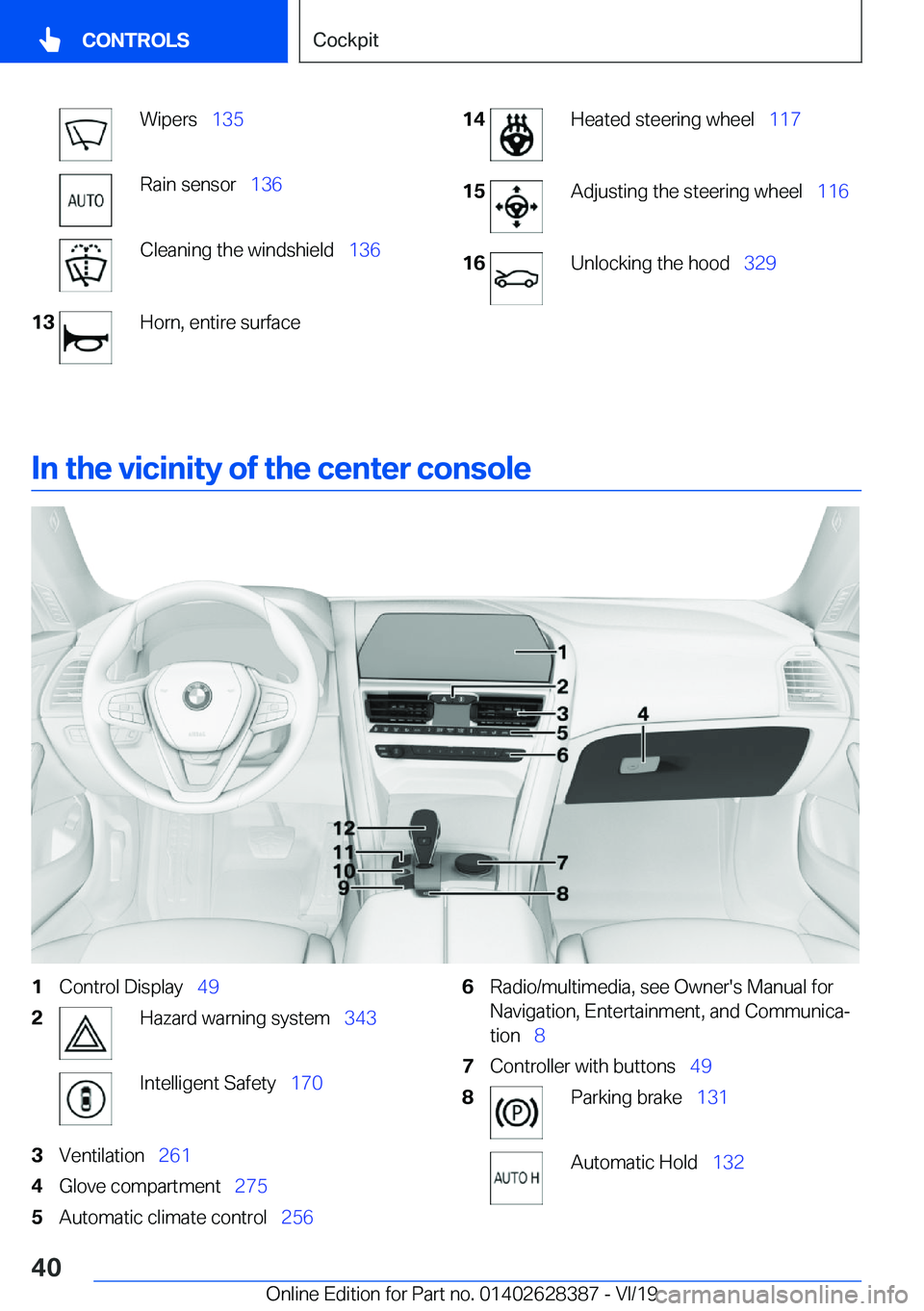 BMW 8 SERIES COUPE 2020  Owners Manual �W�i�p�e�r�s\_�1�3�5�R�a�i�n��s�e�n�s�o�r\_ �1�3�6�C�l�e�a�n�i�n�g��t�h�e��w�i�n�d�s�h�i�e�l�d\_ �1�3�6�1�3�H�o�r�n�,��e�n�t�i�r�e��s�u�r�f�a�c�e�1�4�H�e�a�t�e�d��s�t�e�e�r�i�n�g��w�h�e�e