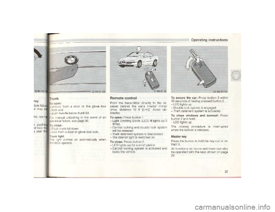 BMW 850I COUPE 1989  Owners Manual 