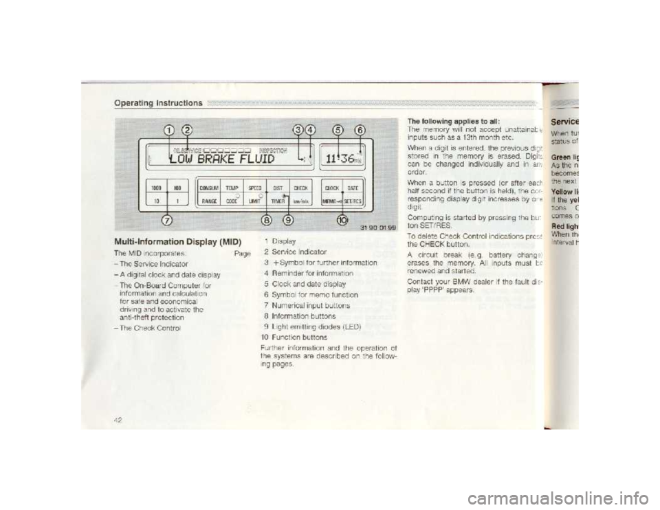 BMW 850I COUPE 1989  Owners Manual 