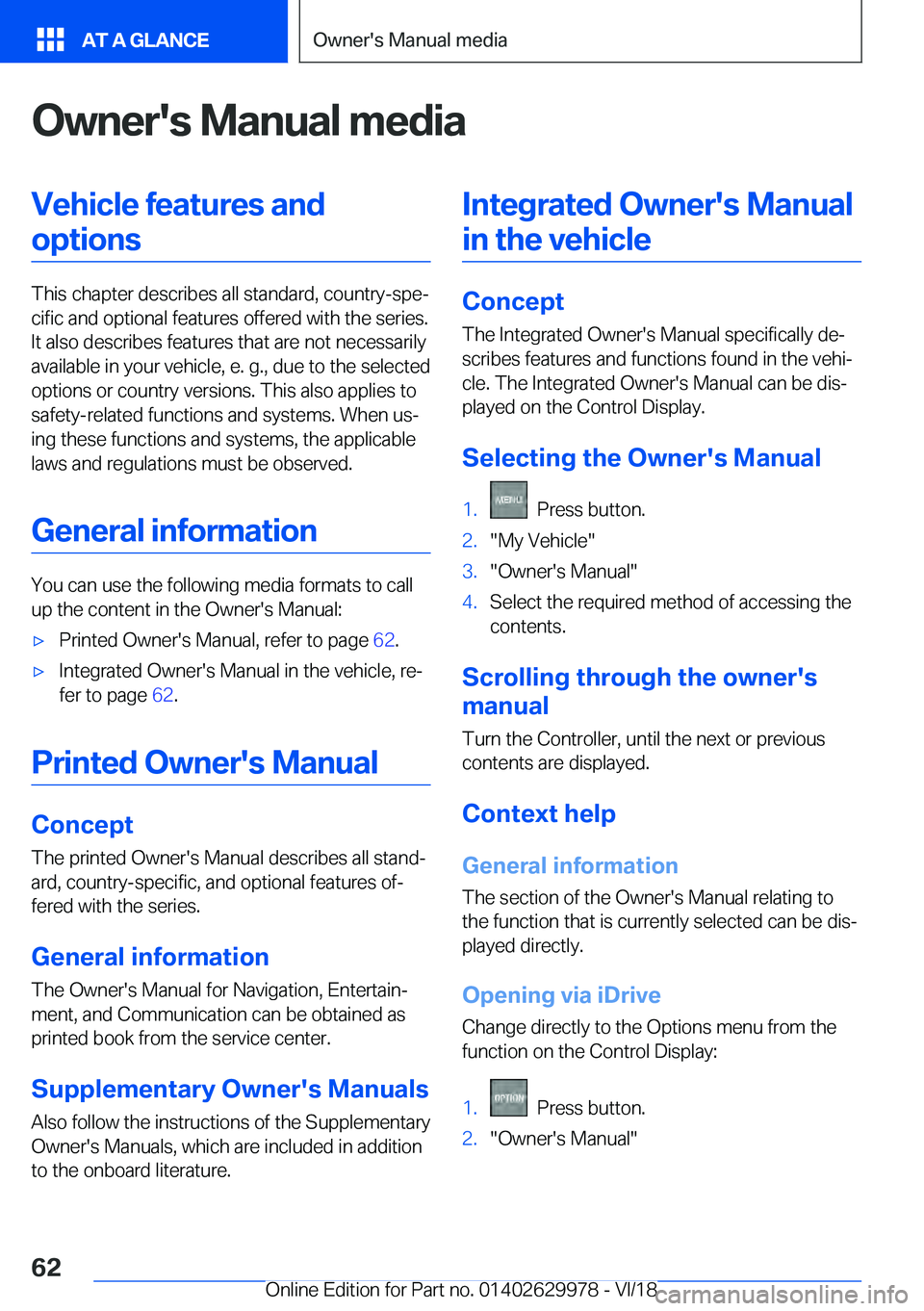 BMW M2 2019  Owners Manual �O�w�n�e�r�'�s��M�a�n�u�a�l��m�e�d�i�a
�V�e�h�i�c�l�e��f�e�a�t�u�r�e�s��a�n�d
�o�p
�t
�i�o�n�s�T�h�i�s��c�h�a�p�t�e�r��d�e�s�c�r�i�b�e�s��a�l�l��s�t�a�n�d�a�r�d�,��c�o�u�n�t�r�y�-�s�p�ej
