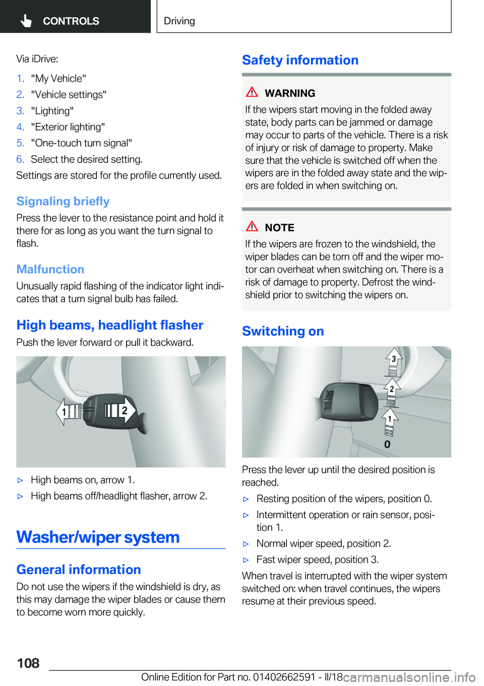 BMW M2 2018  Owners Manual �V�i�a� �i�D�r�i�v�e�:�1�.�"�M�y� �V�e�h�i�c�l�e�"�2�.�"�V�e�h�i�c�l�e� �s�e�t�t�i�n�g�s�"�3�.�"�L�i�g�h�t�i�n�g�"�4�.�"�E�x�t�e�r�i�o�r� �l�i�g�h�t�i�n�g�"�5�.�"�O