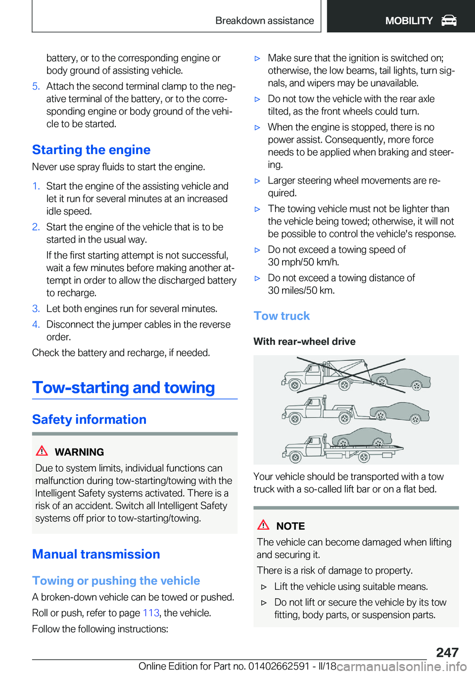 BMW M2 2018  Owners Manual �b�a�t�t�e�r�y�,� �o�r� �t�o� �t�h�e� �c�o�r�r�e�s�p�o�n�d�i�n�g� �e�n�g�i�n�e� �o�r
�b�o�d�y� �g�r�o�u�n�d� �o�f� �a�s�s�i�s�t�i�n�g� �v�e�h�i�c�l�e�.�5�.�A�t�t�a�c�h� �t�h�e� �s�e�c�o�n�d� �t�e�r�m�