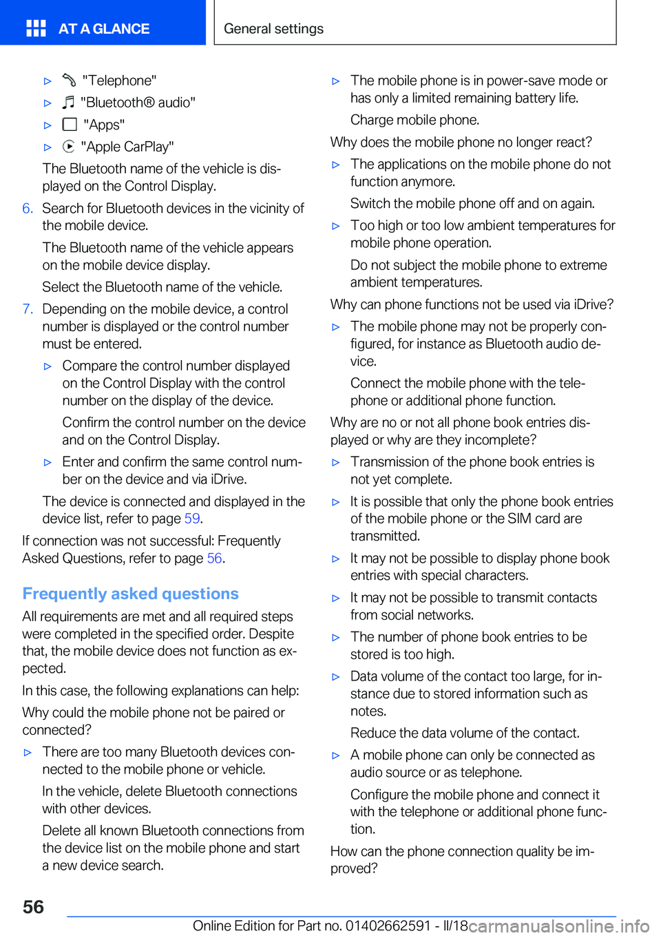 BMW M2 2018  Owners Manual 'x� � �"�T�e�l�e�p�h�o�n�e�"'x� � �"�B�l�u�e�t�o�o�t�h�n� �a�u�d�i�o�"'x� � �"�A�p�p�s�"'x� � �"�A�p�p�l�e� �C�a�r�P�l�a�y�"
�T�h�e� �B�l�u�e�t�o�o�t�h�