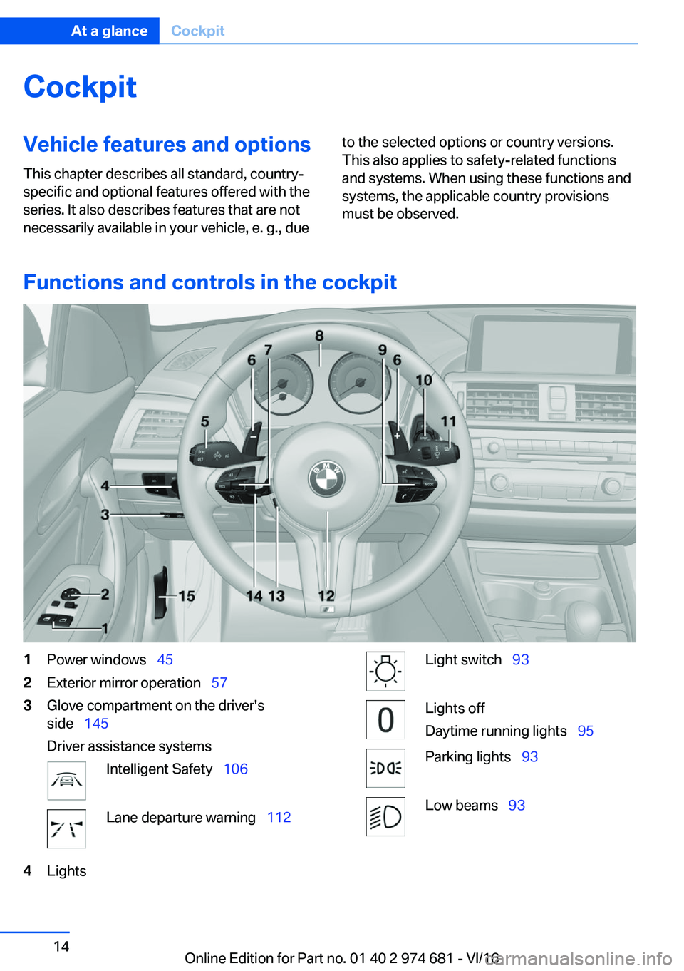 BMW M2 2017  Owners Manual �C�o�c�k�p�i�t�V�e�h�i�c�l�e��f�e�a�t�u�r�e�s��a�n�d��o�p�t�i�o�n�s
�T�h�i�s� �c�h�a�p�t�e�r� �d�e�s�c�r�i�b�e�s� �a�l�l� �s�t�a�n�d�a�r�d�,� �c�o�u�n�t�r�y�- �s�p�e�c�i�f�i�c� �a�n�d� �o�p�t�i�o�n