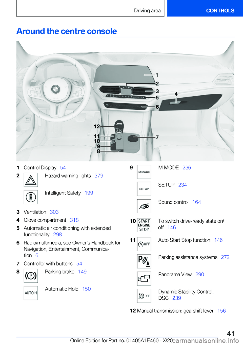 BMW M3 2021  Owners Manual �A�r�o�u�n�d��t�h�e��c�e�n�t�r�e��c�o�n�s�o�l�e�1�C�o�n�t�r�o�l��D�i�s�p�l�a�y\_�5�4�2�H�a�z�a�r�d��w�a�r�n�i�n�g��l�i�g�h�t�s\_ �3�7�9�I�n�t�e�l�l�i�g�e�n�t��S�a�f�e�t�y\_�1�9�9�3�V�e�n�
