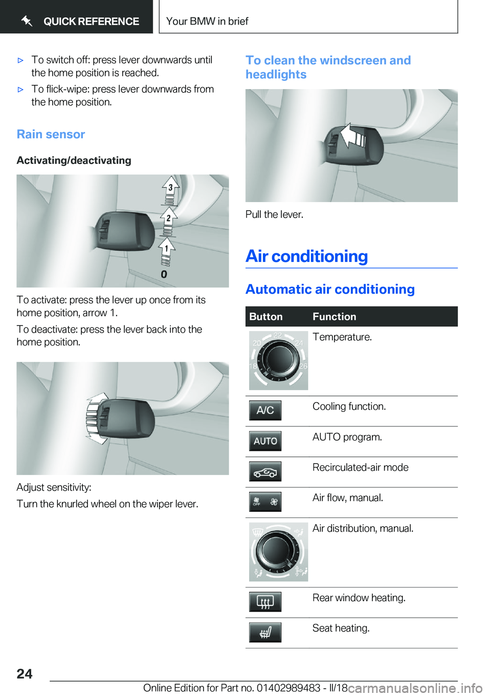 BMW M3 2018  Owners Manual 'x�T�o��s�w�i�t�c�h��o�f�f�:��p�r�e�s�s��l�e�v�e�r��d�o�w�n�w�a�r�d�s��u�n�t�i�l�t�h�e��h�o�m�e��p�o�s�i�t�i�o�n��i�s��r�e�a�c�h�e�d�.'x�T�o��f�l�i�c�k�-�w�i�p�e�:��p�r�e�s�s��l�e