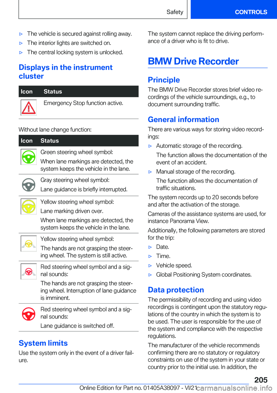 BMW M4 2022  Owners Manual 'x�T�h�e��v�e�h�i�c�l�e��i�s��s�e�c�u�r�e�d��a�g�a�i�n�s�t��r�o�l�l�i�n�g��a�w�a�y�.'x�T�h�e��i�n�t�e�r�i�o�r��l�i�g�h�t�s��a�r�e��s�w�i�t�c�h�e�d��o�n�.'x�T�h�e��c�e�n�t�r�a�l