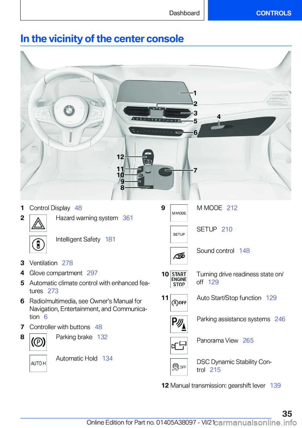BMW M4 2022  Owners Manual �I�n��t�h�e��v�i�c�i�n�i�t�y��o�f��t�h�e��c�e�n�t�e�r��c�o�n�s�o�l�e�1�C�o�n�t�r�o�l��D�i�s�p�l�a�y#\#_�4�8�2�H�a�z�a�r�d��w�a�r�n�i�n�g��s�y�s�t�e�m#\#_ �3�6�1�I�n�t�e�l�l�i�g�e�n�t��S�a�f�