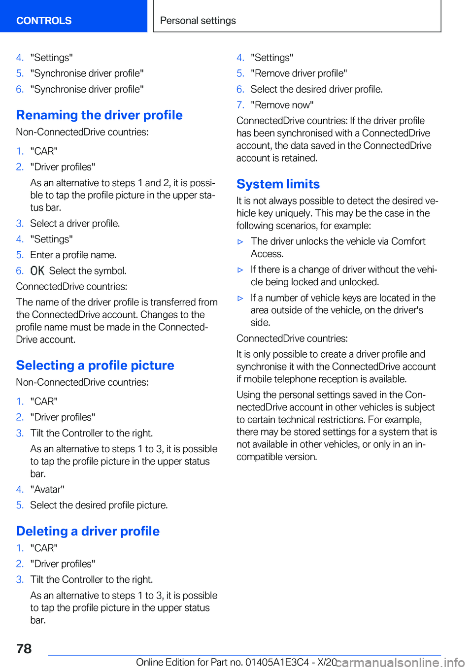 BMW M4 2021  Owners Manual �4�.��S�e�t�t�i�n�g�s��5�.��S�y�n�c�h�r�o�n�i�s�e��d�r�i�v�e�r��p�r�o�f�i�l�e��6�.��S�y�n�c�h�r�o�n�i�s�e��d�r�i�v�e�r��p�r�o�f�i�l�e�
�R�e�n�a�m�i�n�g��t�h�e��d�r�i�v�e�r��p�r�o�f�i�l�e�