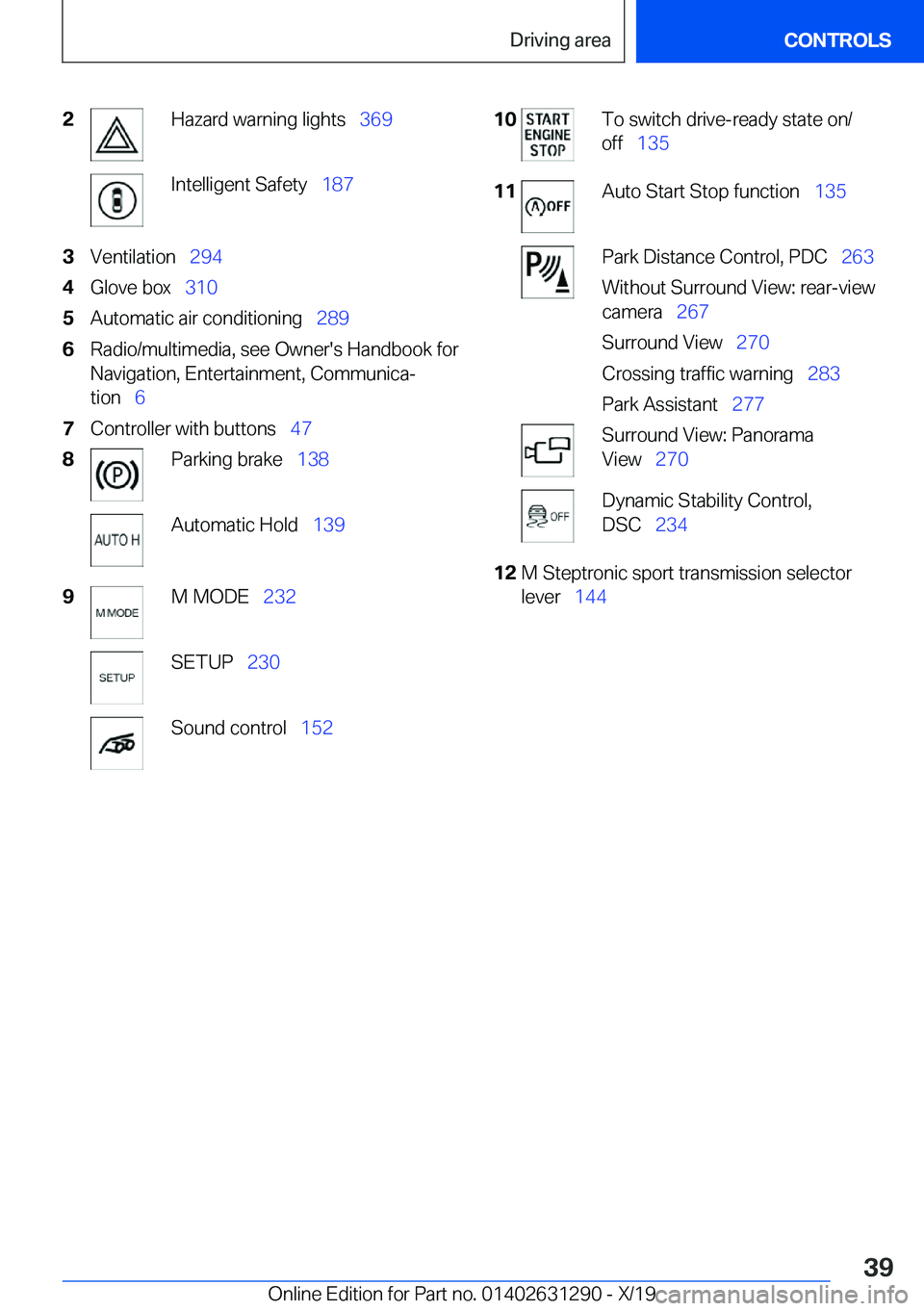 BMW M8 2020  Owners Manual �2�H�a�z�a�r�d��w�a�r�n�i�n�g��l�i�g�h�t�s\_�3�6�9�I�n�t�e�l�l�i�g�e�n�t��S�a�f�e�t�y\_�1�8�7�3�V�e�n�t�i�l�a�t�i�o�n\_�2�9�4�4�G�l�o�v�e��b�o�x\_�3�1�0�5�A�u�t�o�m�a�t�i�c��a�i�r��c�o�n