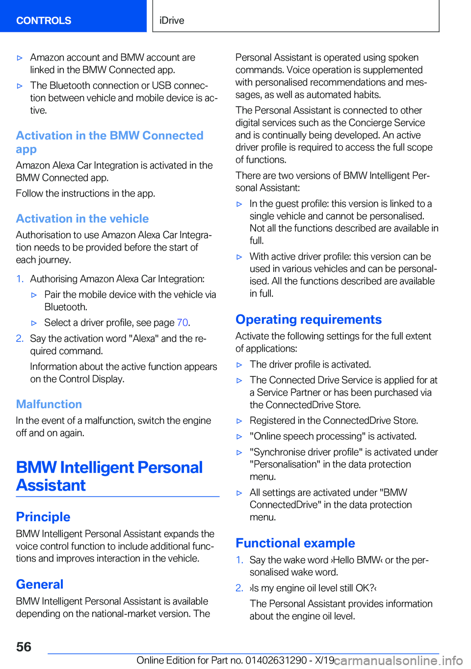 BMW M8 2020  Owners Manual 'x�A�m�a�z�o�n��a�c�c�o�u�n�t��a�n�d��B�M�W��a�c�c�o�u�n�t��a�r�e�l�i�n�k�e�d��i�n��t�h�e��B�M�W��C�o�n�n�e�c�t�e�d��a�p�p�.'x�T�h�e��B�l�u�e�t�o�o�t�h��c�o�n�n�e�c�t�i�o�n��o�r�