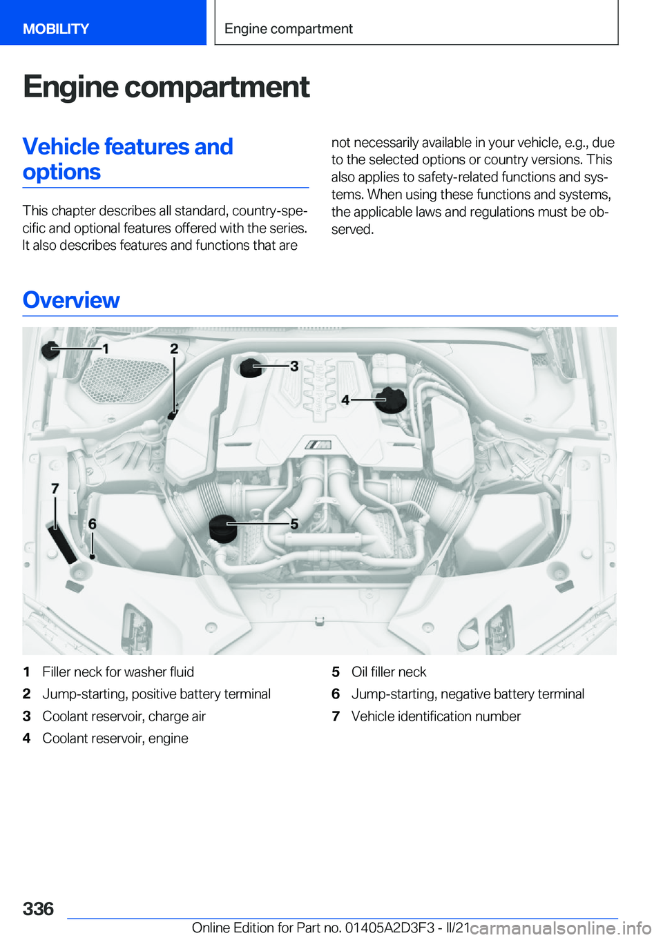 BMW M8 GRAN COUPE 2022  Owners Manual �E�n�g�i�n�e��c�o�m�p�a�r�t�m�e�n�t�V�e�h�i�c�l�e��f�e�a�t�u�r�e�s��a�n�d�o�p�t�i�o�n�s
�T�h�i�s��c�h�a�p�t�e�r��d�e�s�c�r�i�b�e�s��a�l�l��s�t�a�n�d�a�r�d�,��c�o�u�n�t�r�y�-�s�p�e#j�c�i�f�i�c�