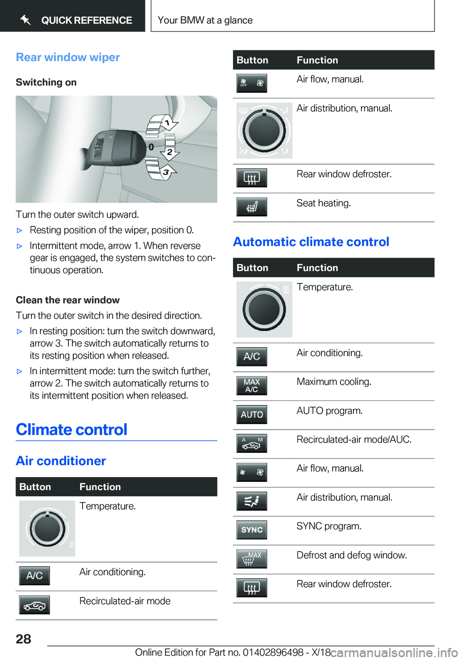 BMW X1 2019  Owners Manual �R�e�a�r��w�i�n�d�o�w��w�i�p�e�r
�S�w�i�t�c�h�i�n�g��o�n
�T�u�r�n��t�h�e��o�u�t�e�r��s�w�i�t�c�h��u�p�w�a�r�d�.
'x�R�e�s�t�i�n�g��p�o�s�i�t�i�o�n��o�f��t�h�e��w�i�p�e�r�,��p�o�s�i�t�i�