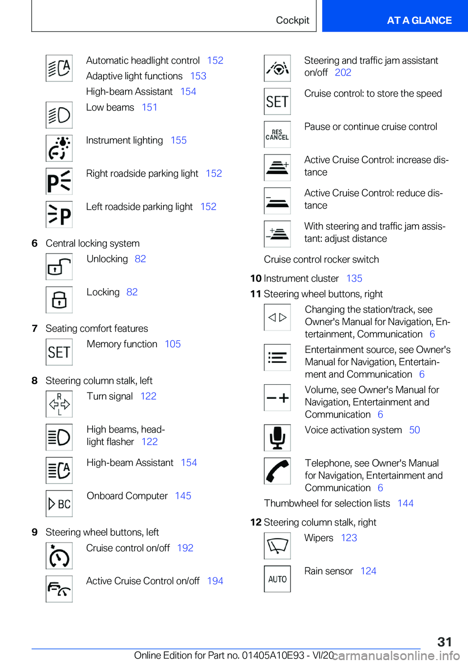 BMW X3 2021  Owners Manual �A�u�t�o�m�a�t�i�c��h�e�a�d�l�i�g�h�t��c�o�n�t�r�o�l#\#_�1�5�2
�A�d�a�p�t�i�v�e��l�i�g�h�t��f�u�n�c�t�i�o�n�s#\#_ �1�5�3
�H�i�g�h�-�b�e�a�m��A�s�s�i�s�t�a�n�t#\#_ �1�5�4�L�o�w��b�e�a�m�s#\#_�1�5