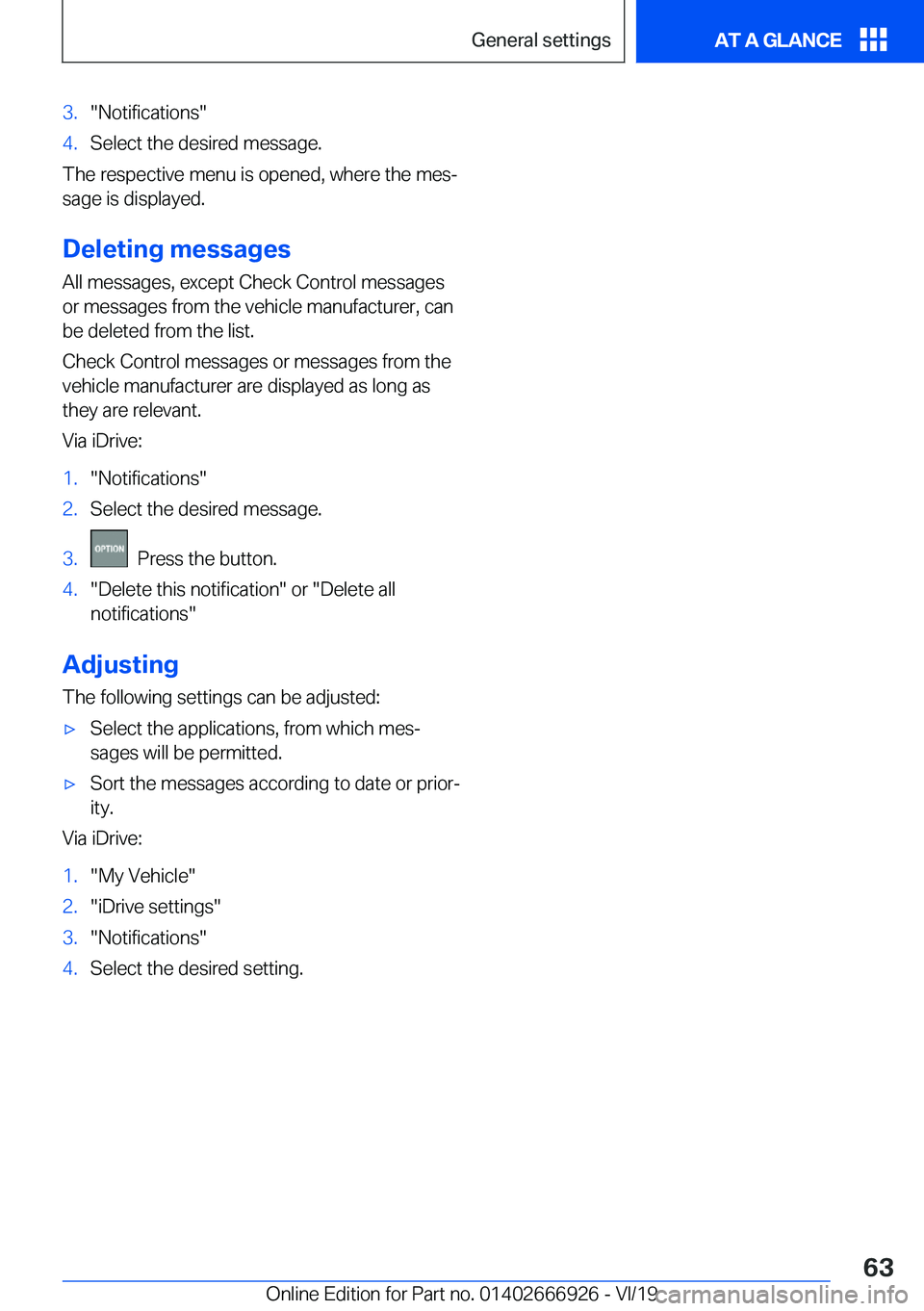 BMW X3 2020  Owners Manual �3�.��N�o�t�i�f�i�c�a�t�i�o�n�s��4�.�S�e�l�e�c�t��t�h�e��d�e�s�i�r�e�d��m�e�s�s�a�g�e�.
�T�h�e��r�e�s�p�e�c�t�i�v�e��m�e�n�u��i�s��o�p�e�n�e�d�,��w�h�e�r�e��t�h�e��m�e�sj
�s�a�g�e��i�s�