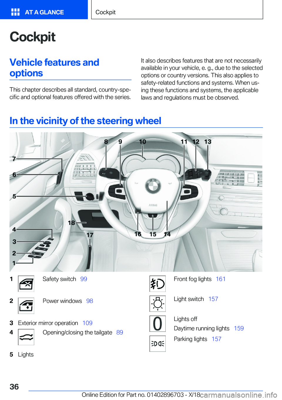 BMW X3 2019  Owners Manual �C�o�c�k�p�i�t�V�e�h�i�c�l�e��f�e�a�t�u�r�e�s��a�n�d�o�p�t�i�o�n�s
�T�h�i�s��c�h�a�p�t�e�r��d�e�s�c�r�i�b�e�s��a�l�l��s�t�a�n�d�a�r�d�,��c�o�u�n�t�r�y�-�s�p�ej�c�i�f�i�c��a�n�d��o�p�t�i�o�n�