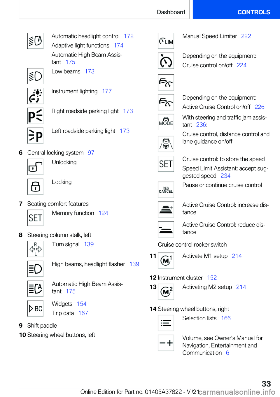 BMW X3 M 2022  Owners Manual �A�u�t�o�m�a�t�i�c��h�e�a�d�l�i�g�h�t��c�o�n�t�r�o�l#\#_�1�7�2
�A�d�a�p�t�i�v�e��l�i�g�h�t��f�u�n�c�t�i�o�n�s#\#_ �1�7�4
�A�u�t�o�m�a�t�i�c��H�i�g�h��B�e�a�m��A�s�s�i�s#j
�t�a�n�t#\#_ �1�7�5�L�