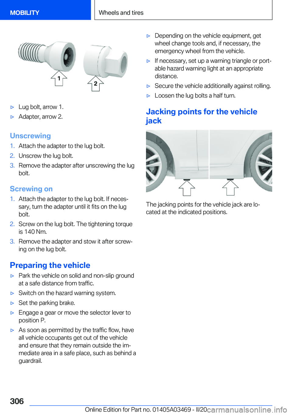 BMW X3 M 2021  Owners Manual 'x�L�u�g��b�o�l�t�,��a�r�r�o�w��1�.'x�A�d�a�p�t�e�r�,��a�r�r�o�w��2�.
�U�n�s�c�r�e�w�i�n�g
�1�.�A�t�t�a�c�h��t�h�e��a�d�a�p�t�e�r��t�o��t�h�e��l�u�g��b�o�l�t�.�2�.�U�n�s�c�r�e�w��t