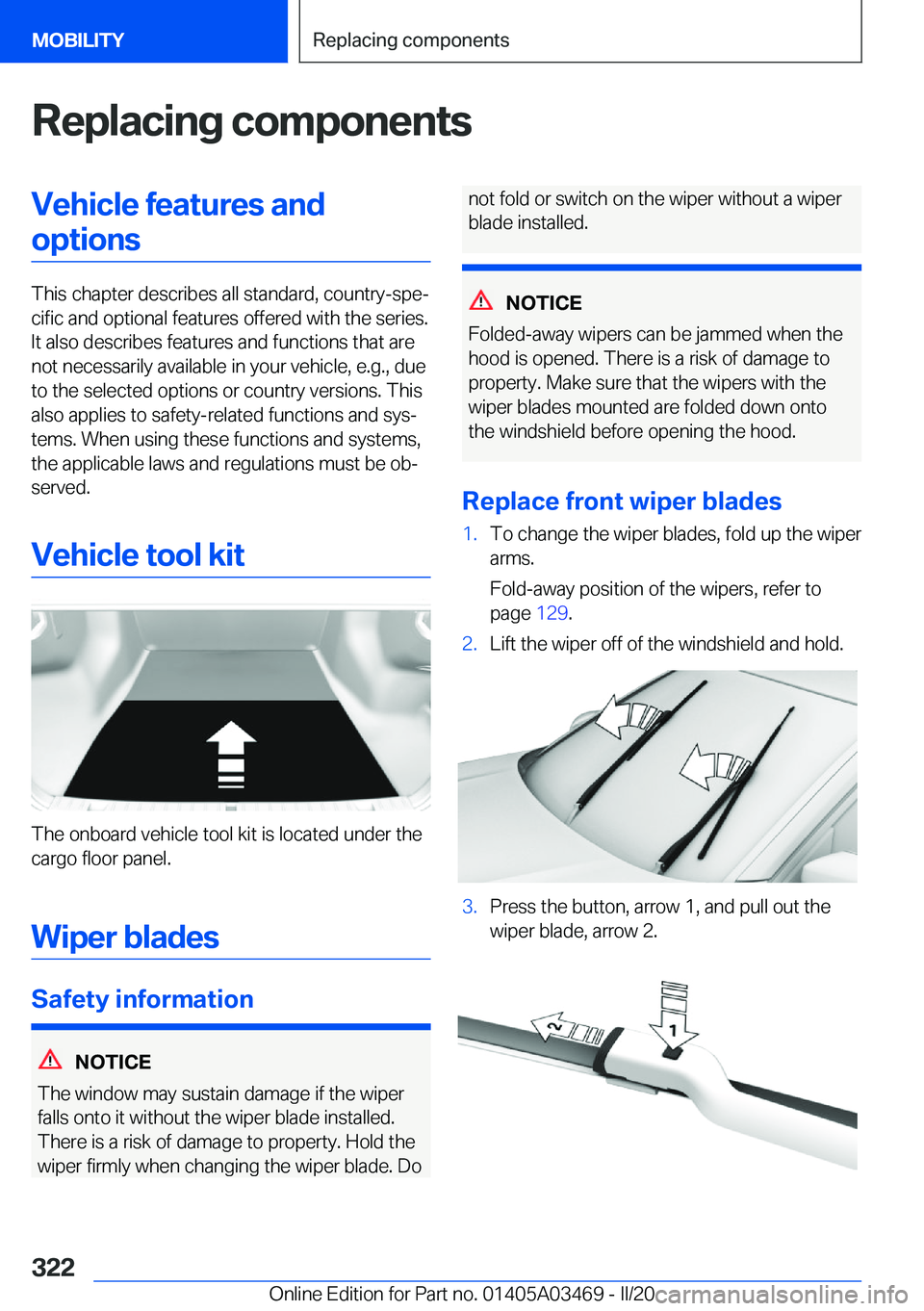 BMW X3 M 2021  Owners Manual �R�e�p�l�a�c�i�n�g��c�o�m�p�o�n�e�n�t�s�V�e�h�i�c�l�e��f�e�a�t�u�r�e�s��a�n�d�o�p�t�i�o�n�s
�T�h�i�s��c�h�a�p�t�e�r��d�e�s�c�r�i�b�e�s��a�l�l��s�t�a�n�d�a�r�d�,��c�o�u�n�t�r�y�-�s�p�e#j�c�i�f�