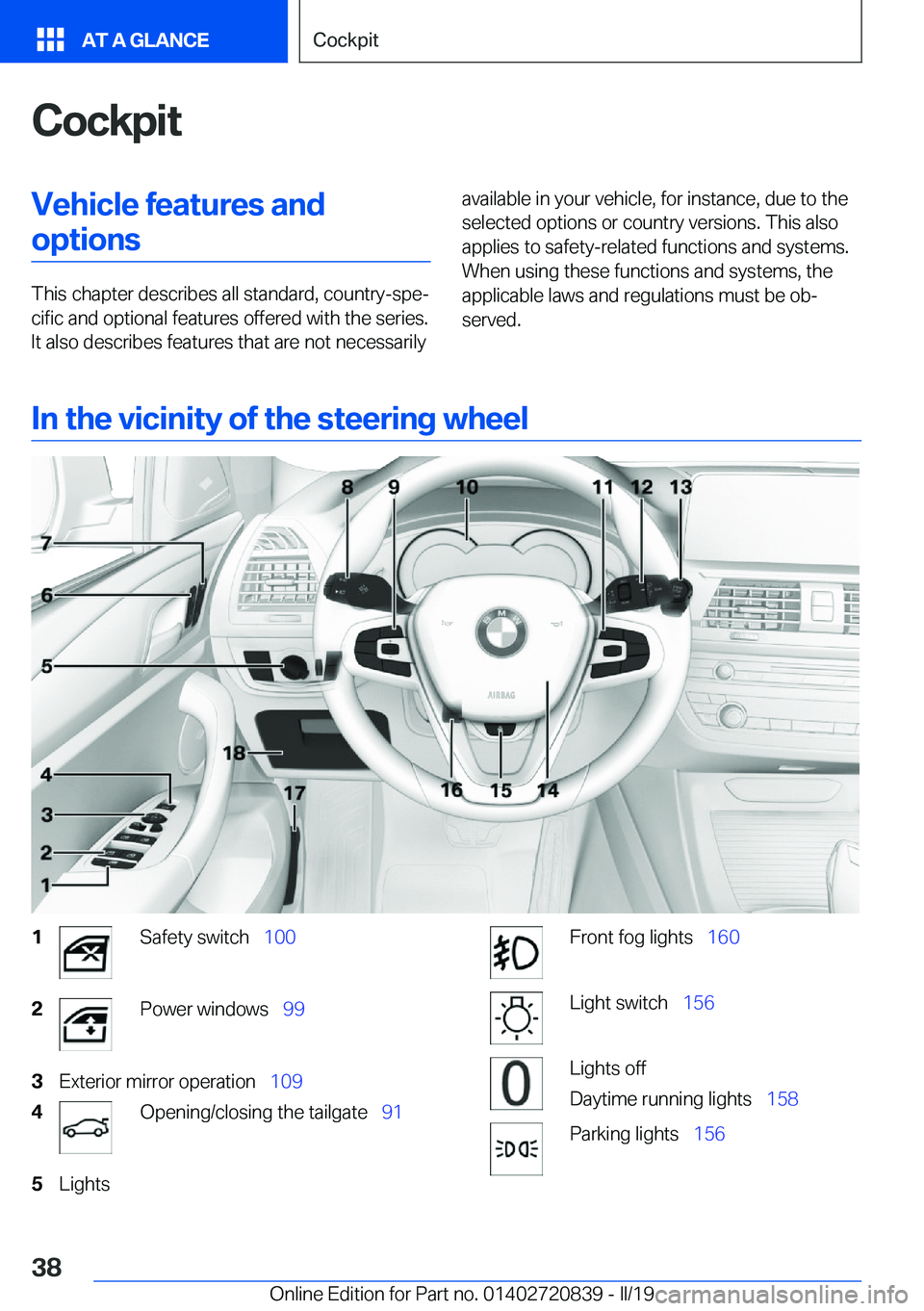 BMW X4 2019  Owners Manual �C�o�c�k�p�i�t�V�e�h�i�c�l�e��f�e�a�t�u�r�e�s��a�n�d�o�p�t�i�o�n�s
�T�h�i�s��c�h�a�p�t�e�r��d�e�s�c�r�i�b�e�s��a�l�l��s�t�a�n�d�a�r�d�,��c�o�u�n�t�r�y�-�s�p�ej�c�i�f�i�c��a�n�d��o�p�t�i�o�n�