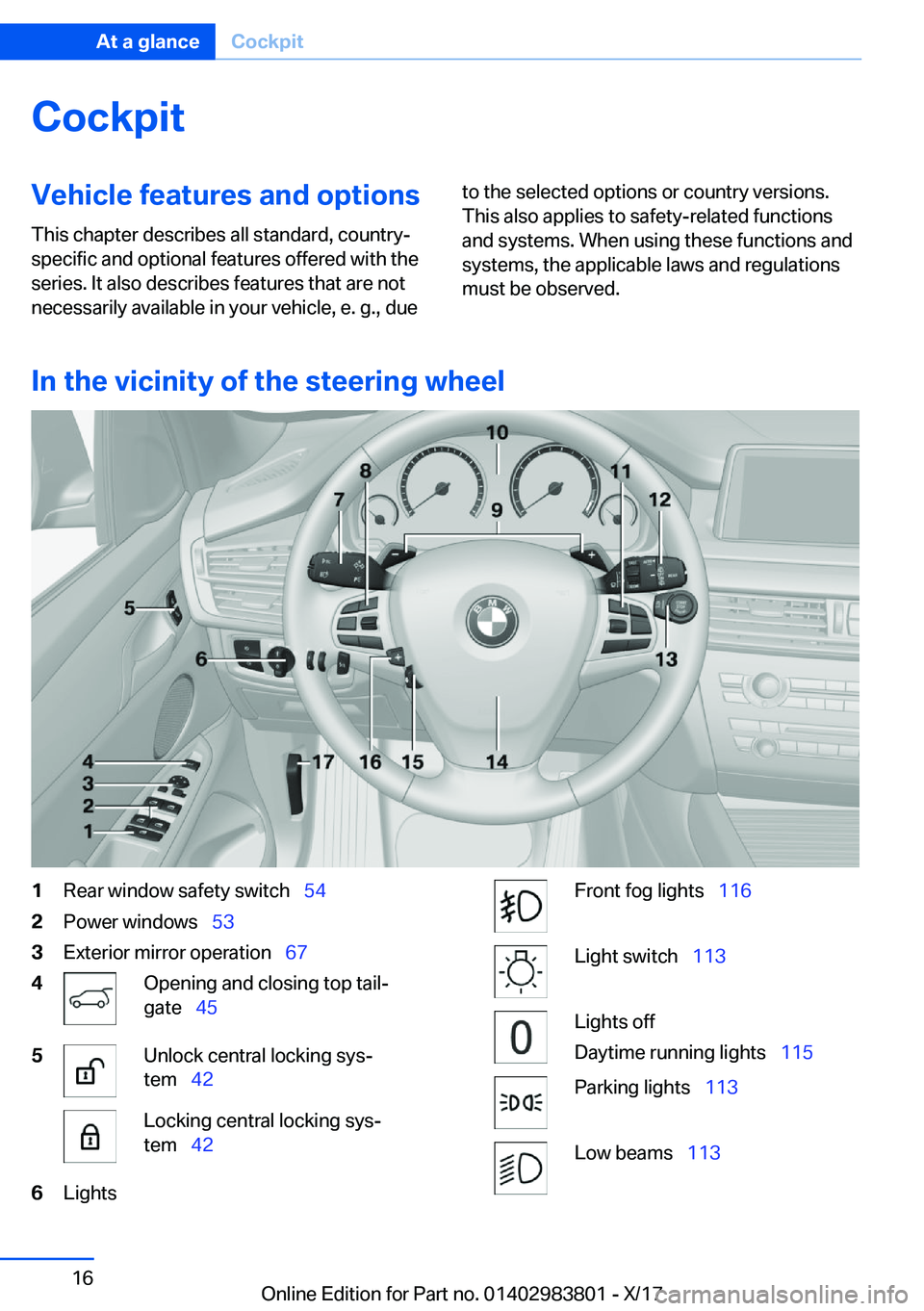 BMW X5 2018  Owners Manual �C�o�c�k�p�i�t�V�e�h�i�c�l�e��f�e�a�t�u�r�e�s��a�n�d��o�p�t�i�o�n�s
�T�h�i�s� �c�h�a�p�t�e�r� �d�e�s�c�r�i�b�e�s� �a�l�l� �s�t�a�n�d�a�r�d�,� �c�o�u�n�t�r�y�- �s�p�e�c�i�f�i�c� �a�n�d� �o�p�t�i�o�n