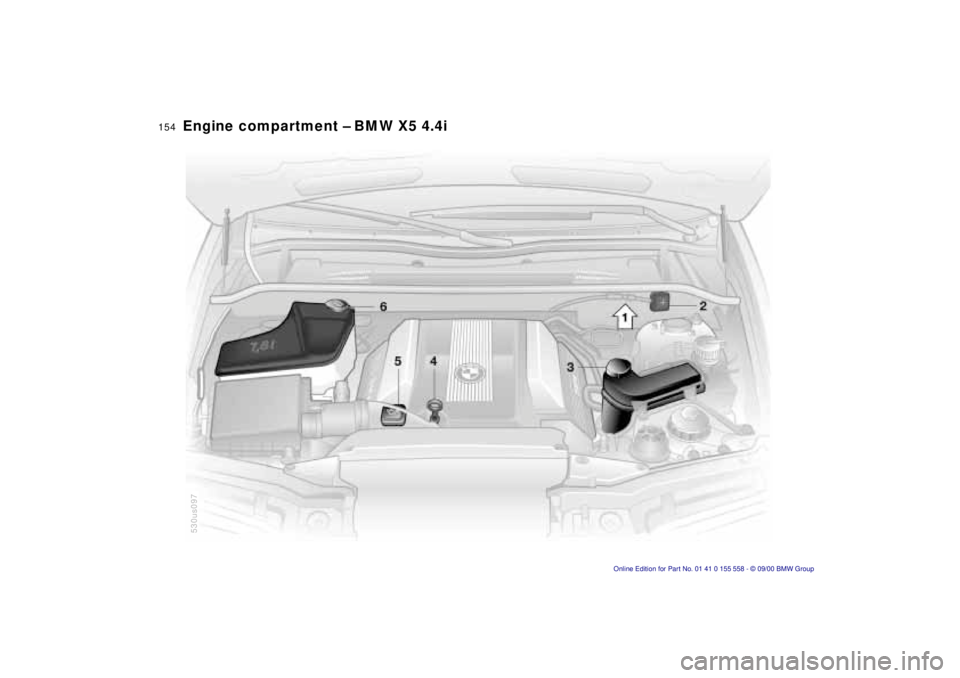 BMW X5 3.0I 2001  Owners Manual 154n
Engine compartment – BMW X5 4.4i 
530us097 